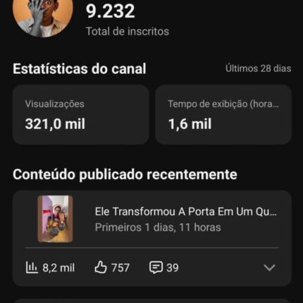 Canal YouTube Shorts – 9.000+ Inscritos inscritos