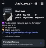 Conta de intagram (@black_zyzz) com bom engajamento! Obs:Seguidores REAIS