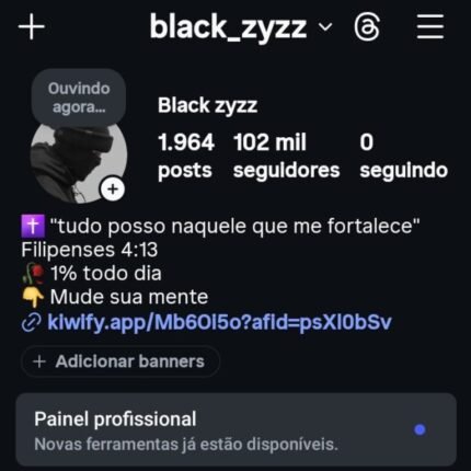 Conta de intagram (@black_zyzz) com bom engajamento! Obs:Seguidores REAIS