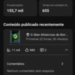 Canal YouTube 5.2K Inscritos | 8 Vídeos | 155K Views em 28 dias 🚀 Vendo Rápido