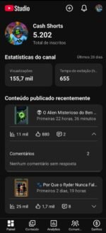 Canal YouTube 5.2K Inscritos | 8 Vídeos | 155K Views em 28 dias 🚀 Vendo Rápido