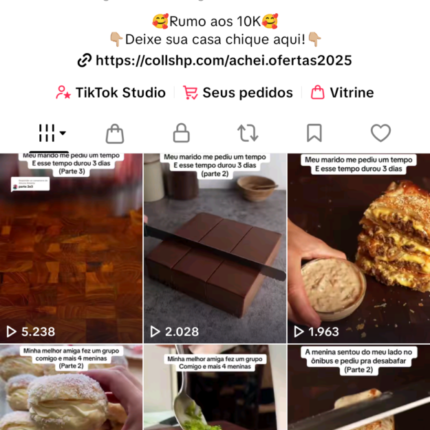 Página Tik Tok com 5K de seguidores.
