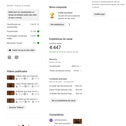 Canal no YouTube com alta engajamento