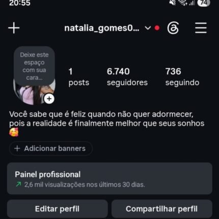 Conta instagram 6k seguidores reais