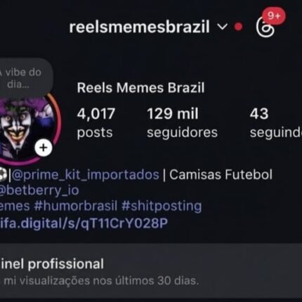 CONTA INSTAGRAM NO NICHO DE HUMOR/MEMES COM 129 MIL SEGUIDORES E 7 MILHÕES DE ALCANCE NOS ULTIMOS 30 DIAS
