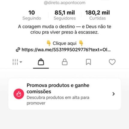 Conta Tiktok Shop + Monetização Ativa - 85,1mil Seguidoires
