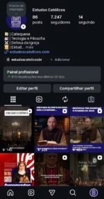 INSTAGRAM CATÓLICO 7,2 MIL SEGUIDORES E THREADS COM 1,4 MIL SEGUIDORES.