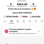 Conta TIKTOK com 568K de seguidores