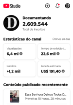 Canal Youtube 2.6 milhões de Inscritos Monetizado!