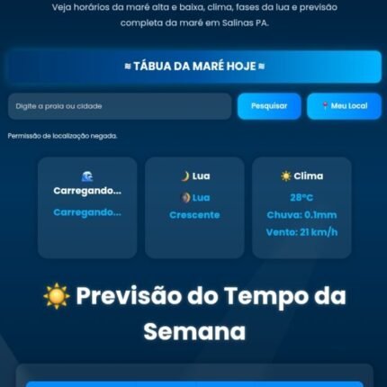 Web site de previsao de mare e clima