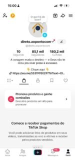Conta Tiktok Shop + Monetização Ativa - 85,1mil Seguidoires