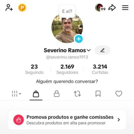 Conta TikTok - @severino.ramos1913 | 2.169 Seguidores | Shop Ativado