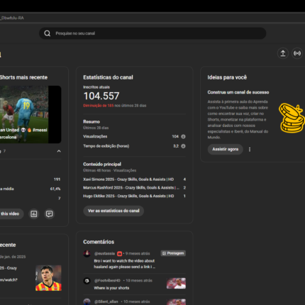 CANAL DE FUTEBOL 104 DE INSCRITOS DESMONETIZADO!!!