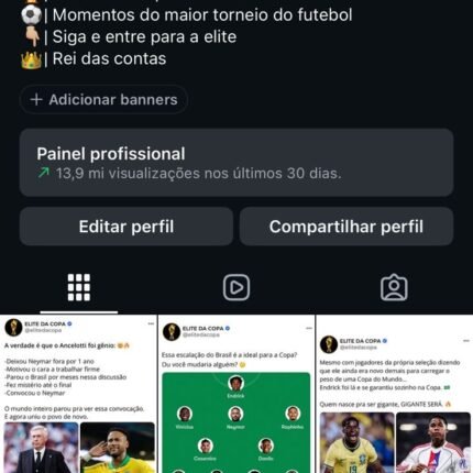 Instagram Elite da copa 161k subindo seguidores d+ 🚀 stories medio 20k 30k 💰