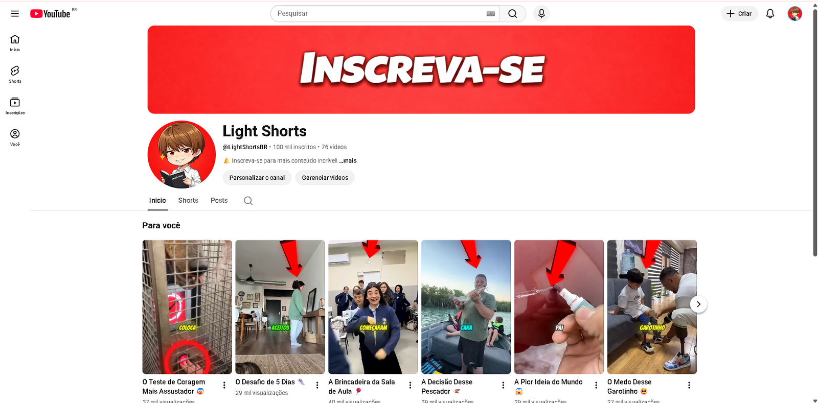 Captura de tela 2026-06-06 182650 Canal de Shorts com 100 Mil Inscritos — Nicho Curiosidades, Pronto para Monetizar e Escalar - Imagem 1