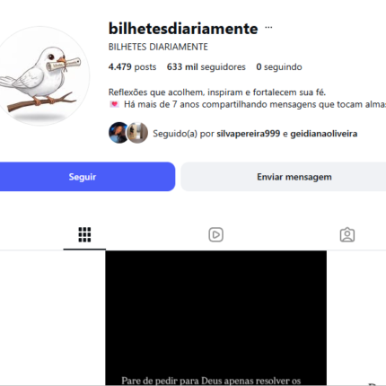 Instagram Bilhetes Diariamente com 633 Mil Seguidores