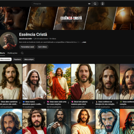 Canal YouTube com 1.340 Mil Inscritos / Nicho de Religião (CRESCENDO MUITO RÁPIDO!)