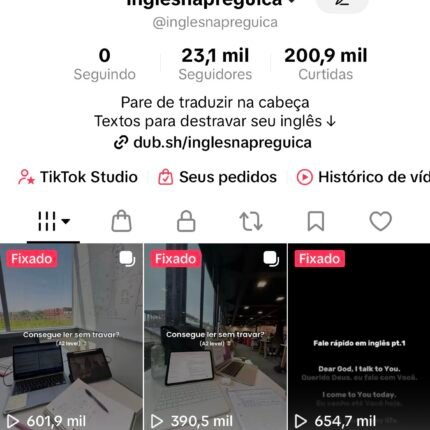 Conta TikTok 23k Seguidores | Nicho Inglês | +600k Views Recentes