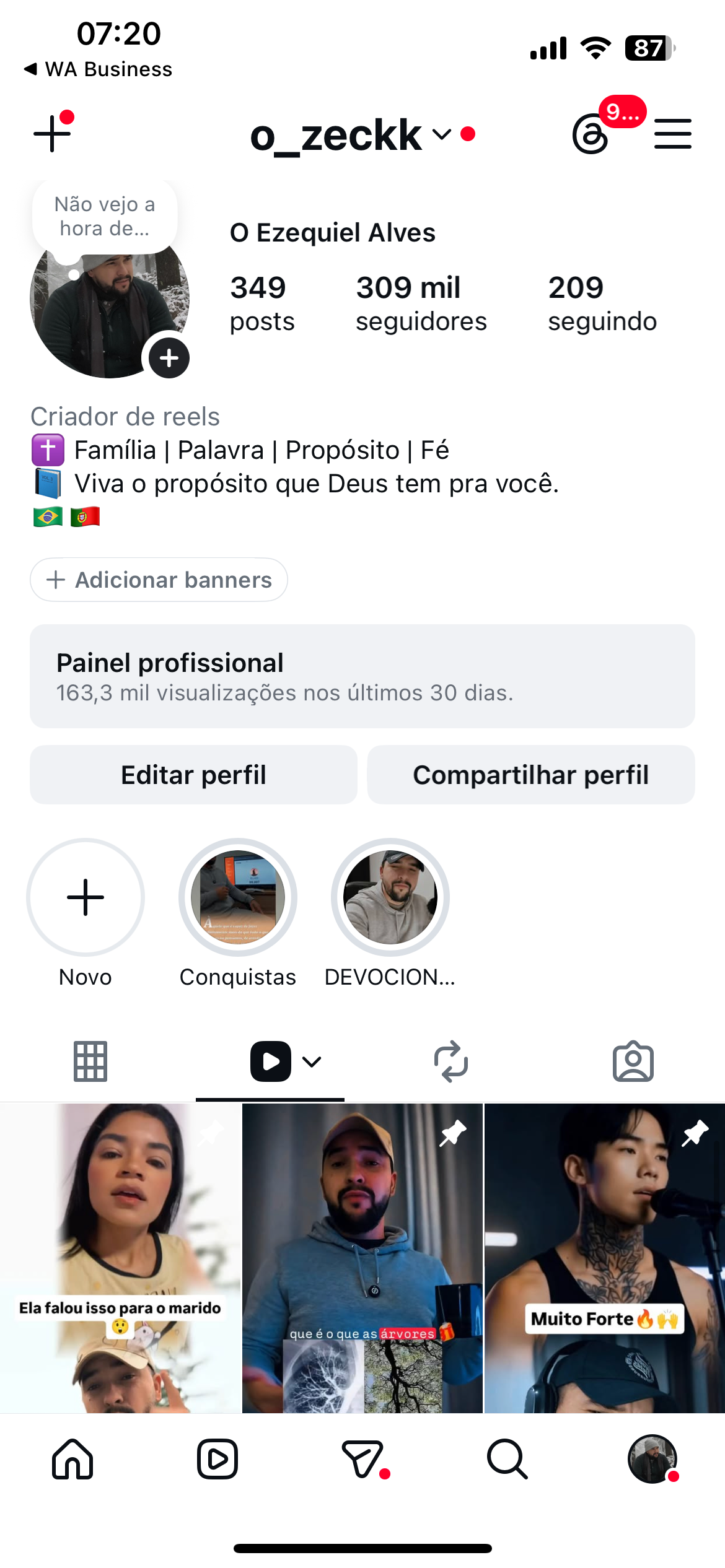 IMG_2043 Insta 300k Cristão, storie médio 10k a 50k, zero restrição: valor promocional só hoje de - Imagem 1