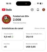 CANAL DE NOTÍCIAS FUTEBOL MONETIZADO COM 2 MIL INSCRITOS