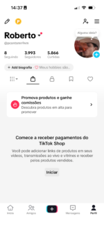 Conta TikTok Shop BR 🇧🇷 – ( SEM DOC. SEM NENHUMA RESTRIÇÃO ) 3993 Seguidores
