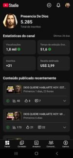 Canal Dark Em Espanhol Monetizado No Nicho De Oração Com 5.280 Inscritos Reais