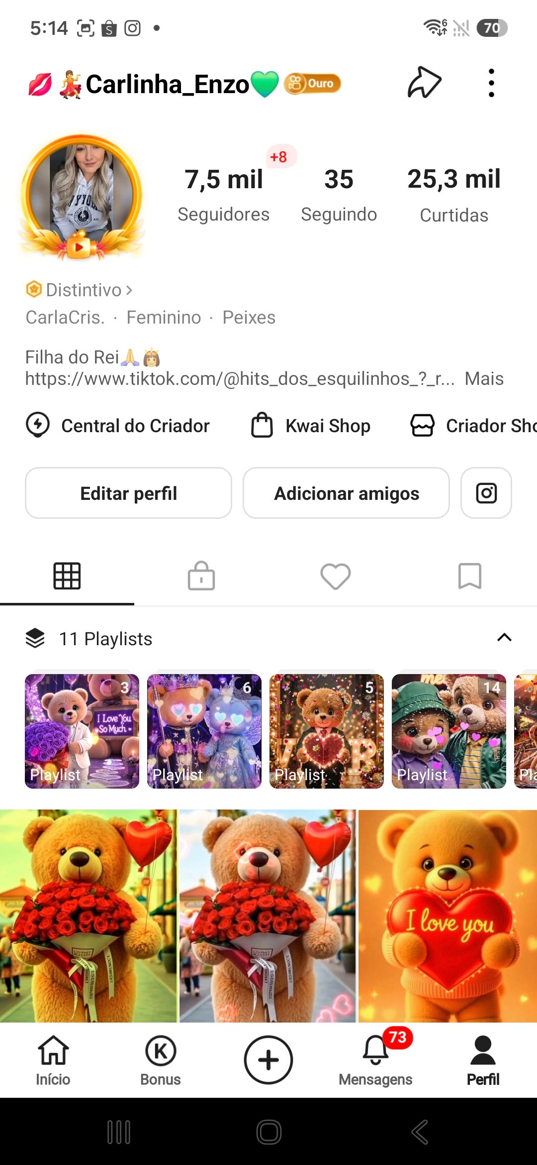 Screenshot_20260618_171500_Kwai Vendo conta Kwai ,total de 7,5mil seguidores e 25,3mil curtidas - Imagem 1