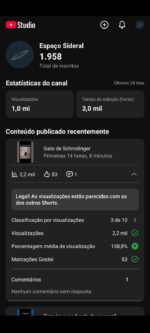 YouTube +1,9k inscritos nicho de ciência e curiosidades - Imagem 2