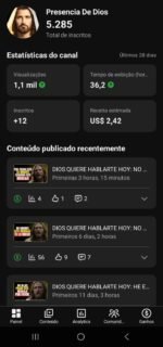 Canal Dark Em Espanhol Monetizado No Nicho De Oração Com 5.280 Inscritos Reais