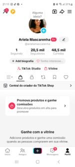 Conta Tiktok com Tiktok shop ativo
