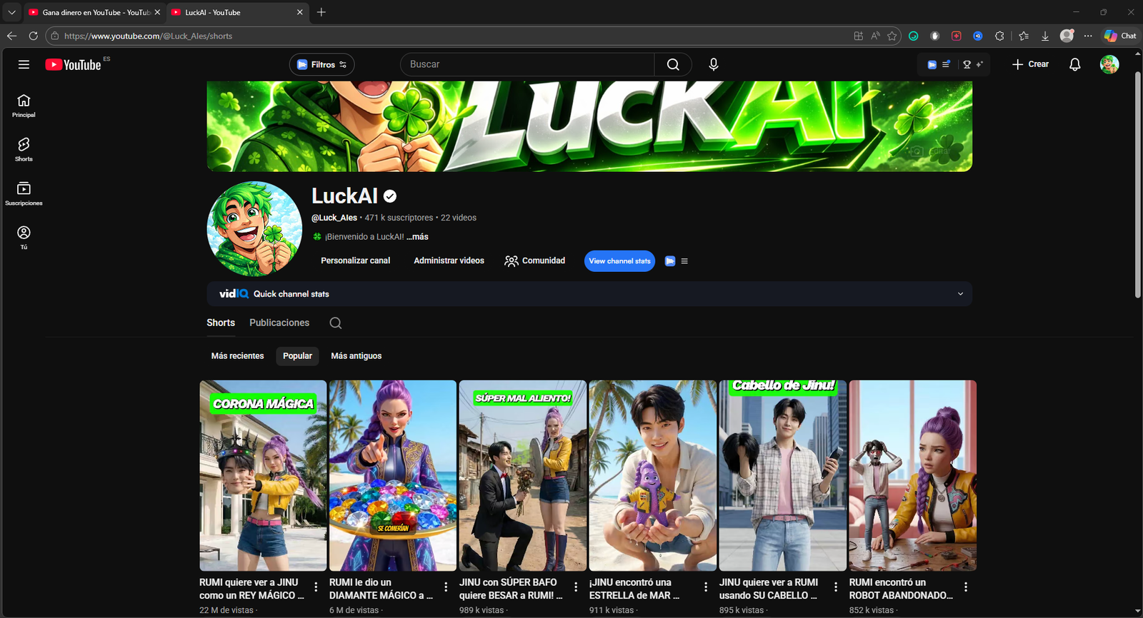 Screenshot_7 Canal YouTube Espanhol 471 Mil Inscritos | 36 Milhões de Views | Sem Strikes | Shorts Histórias - Imagem 1