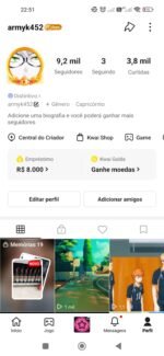 Conta Kwai Selo Ouro | Nicho Anime/Geek | 9.2k Seg. | 2.5M Views mensais | Monetização Liberada