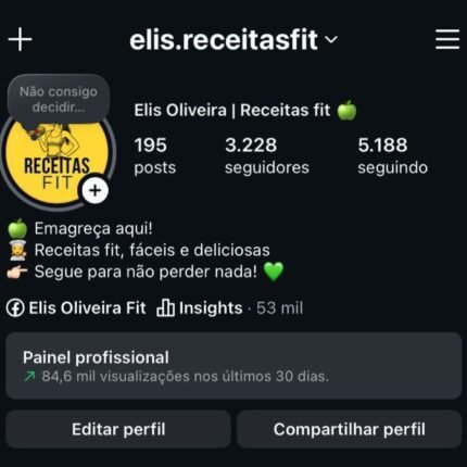 Instagram Disponível nicho emagrecimento