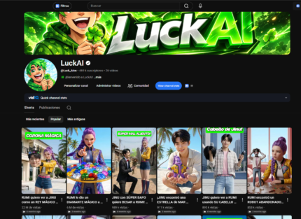 Canal YouTube Espanhol +465 Mil Inscritos | 36 Milhões de Views | Sem Strikes | Shorts Histórias