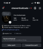 Perfil Instagram 10k seguidores 8.7m de views em 30 dias