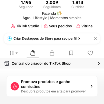 Conta TikTok +2k TikTok Shop habilitada