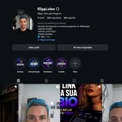 Perfil de Instagram Nichado de Marketing Digital - 1835 Seguidores Reais