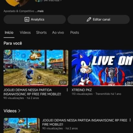 Conta YOUTUBE nicho GAMES 541 inscritos