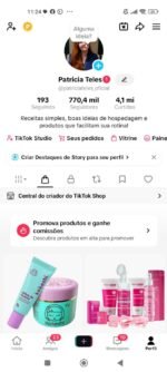 Conta Tik Tok monetizada de influenciadora com 770 mil seguidores
