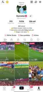 Vendo conta Tiktok 9 mil seguidores engajado Tema Futebol