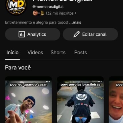 Canal YouTube 132 Mil inscritos engajado
