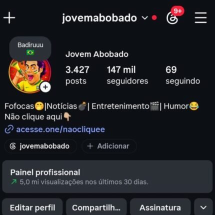 Página de humor Instagram com 147k