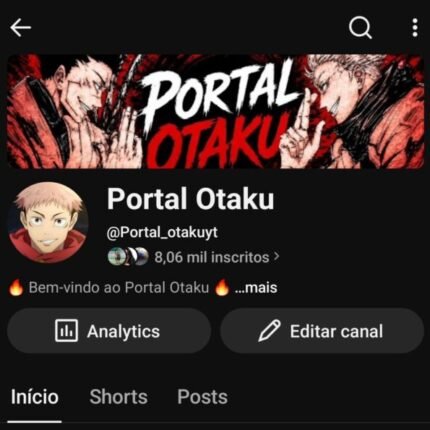 ​Canal Youtube Geek/Otaku 8K+ Inscritos – Super Engajado (+570K Views nos Últimos 28 Dias)
