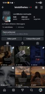 Instagram impecável 284k crescimento orgânico