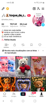 CONTA TIKTOK | 10,9 mil SEG👥 | 59,2 mil K CURT❤️ | NICHO TEDDY ,conta monetizada 💰