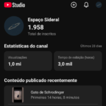 YouTube +1,9k inscritos nicho de ciência e curiosidades