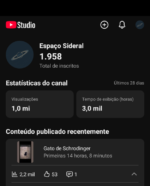YouTube +1,9k inscritos nicho de ciência e curiosidades