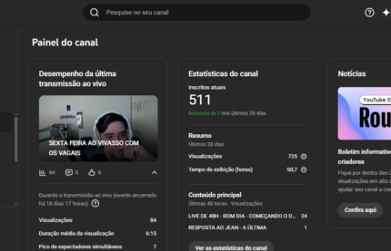 CANAL DE LIVES - 500 INSCRITOS - 1500 HORAS