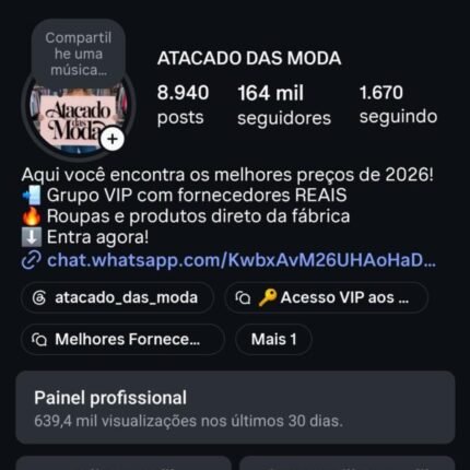 Instagram 164K Orgânico + Threads 32K + 4 Anos de Histórico