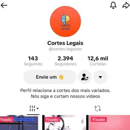 Conta do Tiktok para venda, com quase 2500 seguidores.